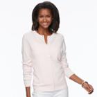 Women's Croft & Barrow&reg; Ribbed-trim Cardigan, Size: Large, Brt Pink