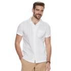 Men's Marc Anthony Slim-fit Resort Stretch Linen-blend Button-down Shirt, Size: Small, White
