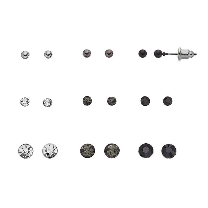 Mudd® Simulated Crystal & Ball Stud Earring Set, Women's, Pink