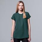 Petite Simply Vera Vera Wang Popover Top, Women's, Size: M Petite, Green