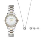 Bulova Women's Crystal Stainless Steel Watch, Pendant Necklace & Earring Set - 98x112, Multicolor