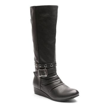 Kisses By 2 Lips Too Too Spunky Women's Knee-high Wedge Boots, Girl's, Size: Medium (8), Black