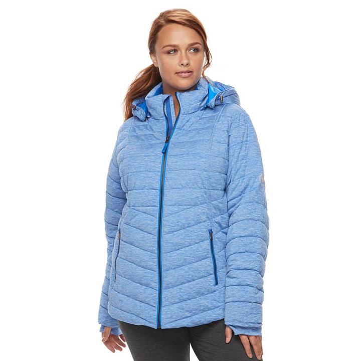 Plus Size Tek Gear Hooded Puffer Jacket, Women's, Size: 1xl, Blue (navy)