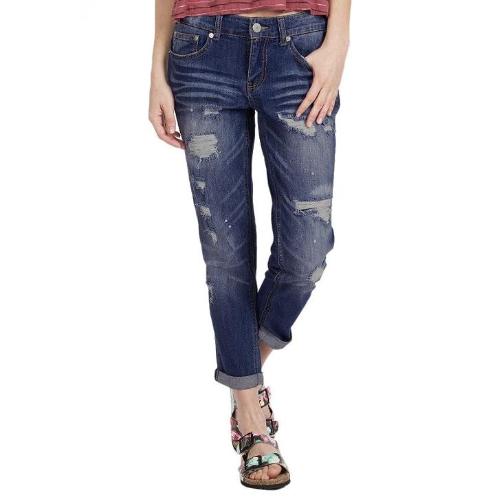 Juniors' Unionbay Margot Ripped Boyfriend Jeans, Girl's, Size: 11, Med Blue