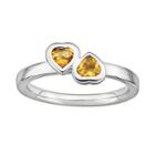 Stacks And Stones Sterling Silver Citrine Heart Stack Ring, Women's, Size: 8, Orange