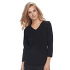 Women's Croft & Barrow&reg; V-neck Jersey Sweater, Size: Small, Black
