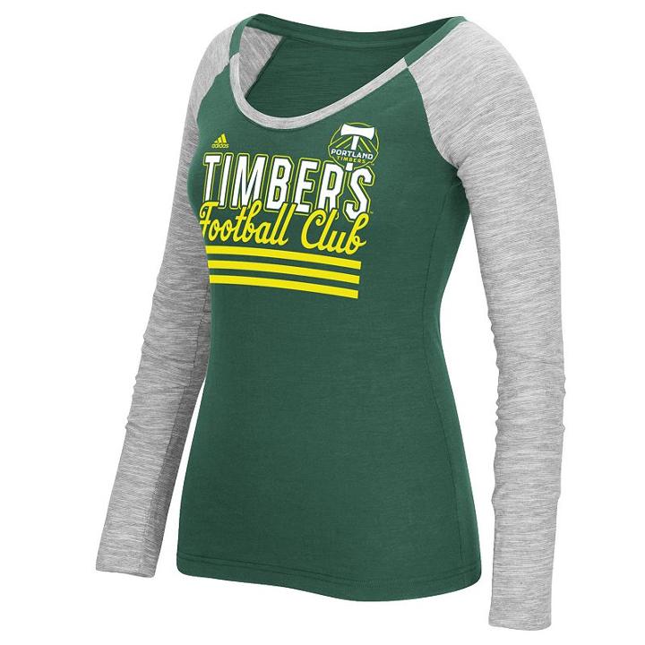 Women's Adidas Portland Timbers Stack Striped Tee, Size: Medium, Dark Green