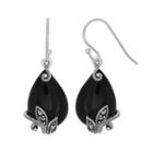 Tori Hill Sterling Silver Onyx & Marcasite Leaf Teardrop Earrings, Women's, Black