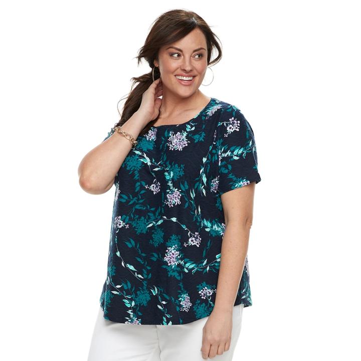 Plus Size Croft & Barrow&reg; Floral Top, Women's, Size: 2xl, Lt Purple