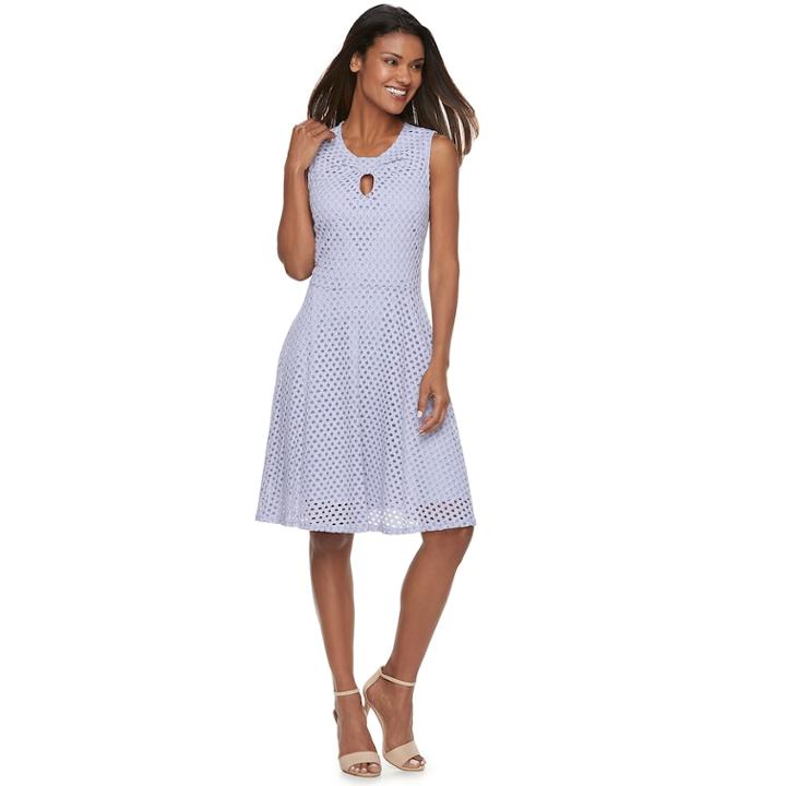 Women's Sharagano Open-work Fit & Flare Dress, Size: 14, Purple