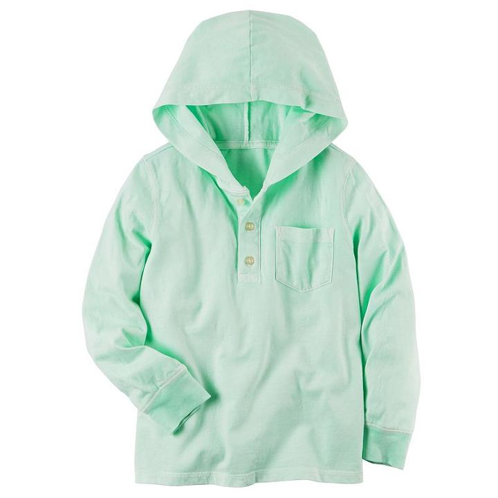 Boys 4-8 Carter's Hooded Henley Top, Boy's, Size: 4, Lt Green