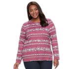 Plus Size Croft & Barrow&reg; Crewneck Long-sleeve Tee, Women's, Size: 2xl, Med Purple