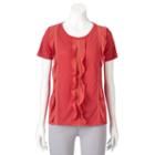 Women's Lc Lauren Conrad Crochet Ruffle Tee, Size: Small, Orange
