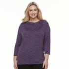 Plus Size Dana Buchman Print Cowlneck Top, Women's, Size: 3xl, Purple