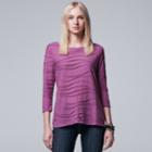 Women's Simply Vera Vera Wang Windy Jacquard Crewneck Tee, Size: Xl, Lt Purple