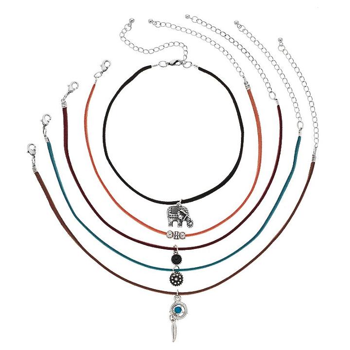 Mudd&reg; Dream Catcher & Elephant Choker Necklace Set, Women's, Multicolor