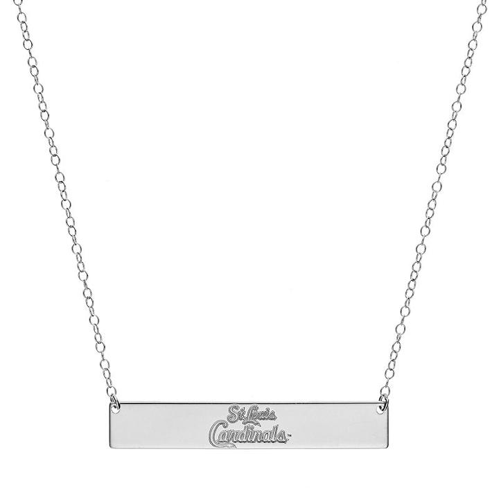 St. Louis Cardinals Sterling Silver Bar Necklace, Women's, Size: 16, Grey