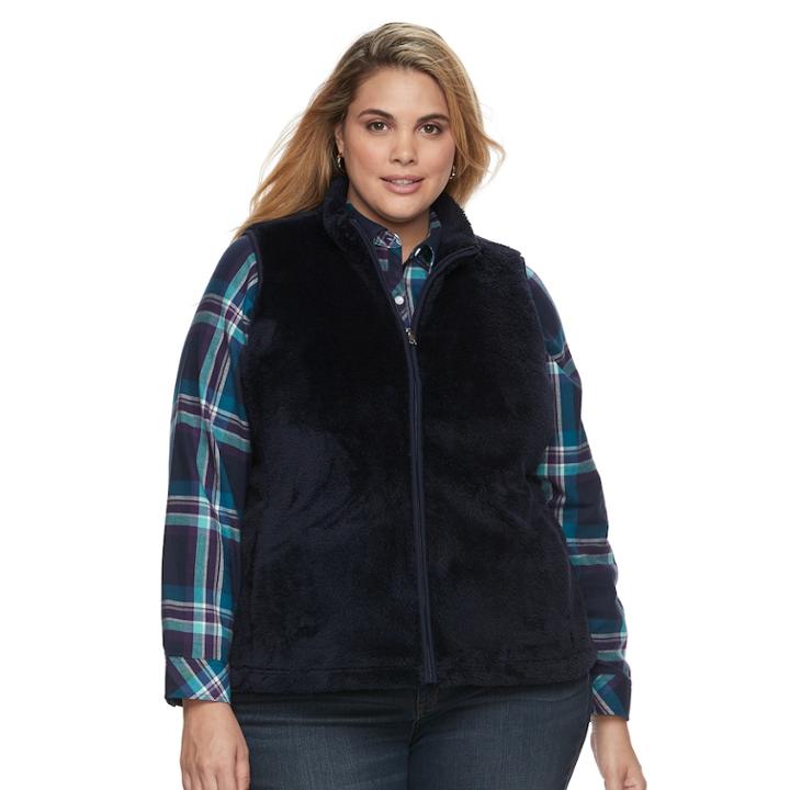 Plus Size Croft & Barrow&reg; Faux-fur Vest, Women's, Size: 2xl, Blue