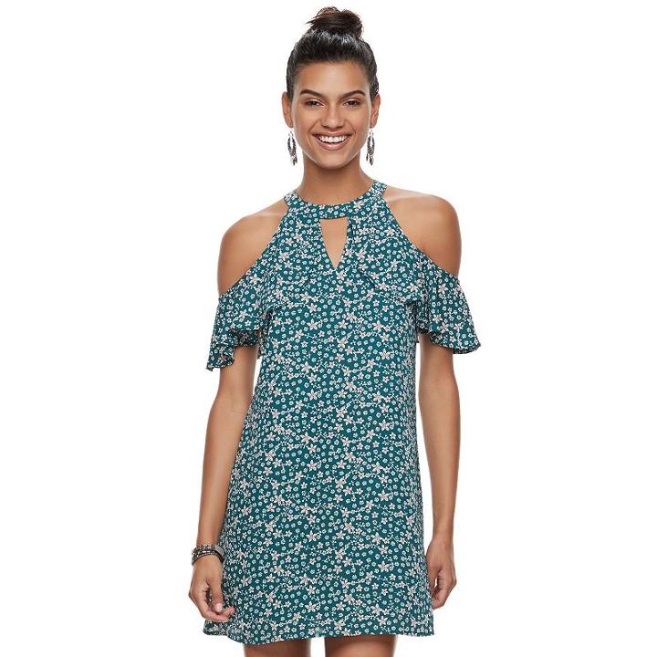 Juniors' Candie's&reg; Flutter Cold-shoulder Dress, Teens, Size: Medium, Green