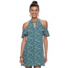 Juniors' Candie's&reg; Flutter Cold-shoulder Dress, Teens, Size: Medium, Green