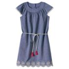 Girls 4-8 Sonoma Goods For Life&trade; Belted Chambray Pom Pom Dress, Girl's, Size: 8, Light Blue