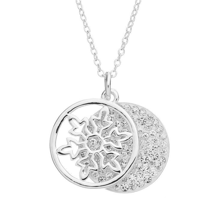 Disney's Frozen Crystal Let It Go Layered Disc Pendant Necklace, Women's, White