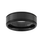 Black Ion-plated Stainless Steel Wedding Band - Men, Size: 9.50