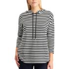 Petite Chaps Striped Double-knit Hoodie, Women's, Size: Xl Petite, Black