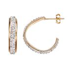 Crystal 14k Gold Over Silver Free-form Hoop Earrings, Women's, White