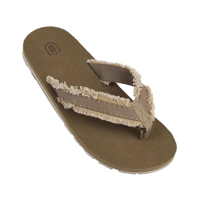 Men's Wembley Frayed Canvas Flip-flops, Size: Large, Dark Beige
