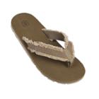 Men's Wembley Frayed Canvas Flip-flops, Size: Large, Dark Beige