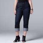 Women's Plus Size Simply Vera Vera Wang Cuffed Capri Jeans, Size: 16 W, Med Blue