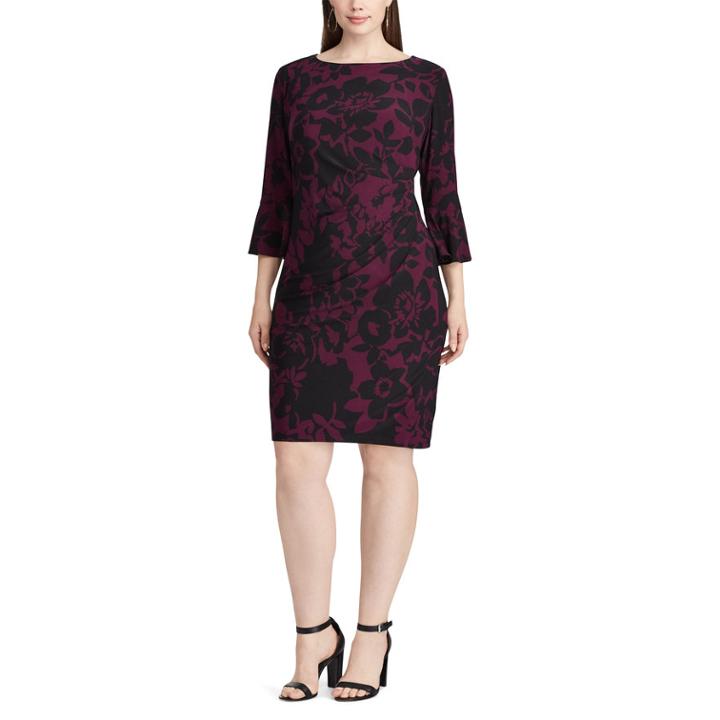 Plus Size Chaps Jersey Bell-sleeve Sheath Dress, Women's, Size: 22 W, Black