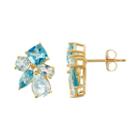 18k Gold Over Silver Sky Blue Topaz & Swiss Blue Topaz Cluster Stud Earrings, Women's