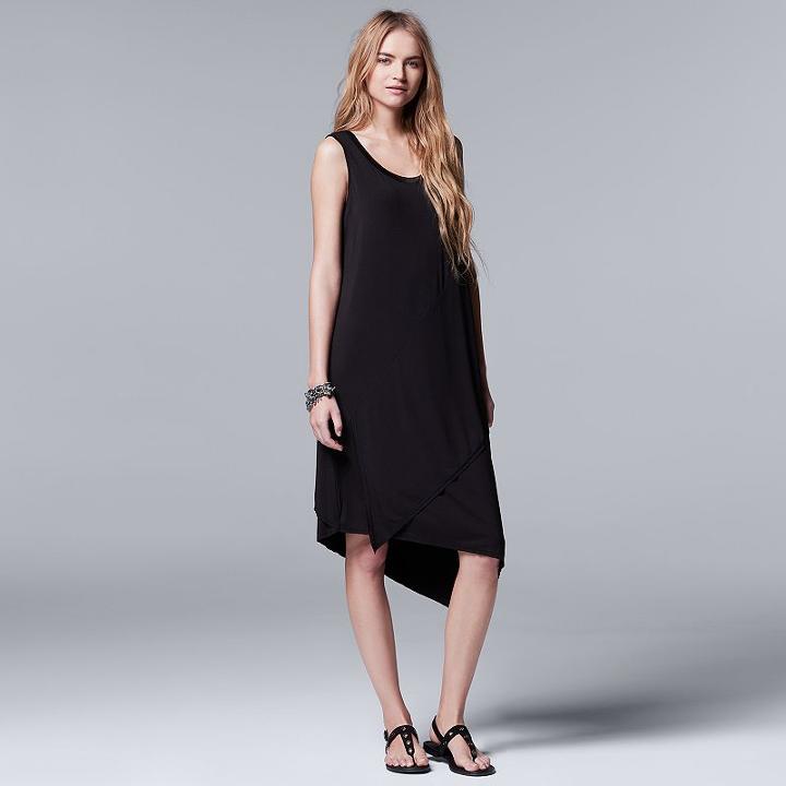 Women's Simply Vera Vera Wang Simply Separates Asymmetrical Dress, Size: Xs, Black