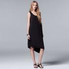 Women's Simply Vera Vera Wang Simply Separates Asymmetrical Dress, Size: Xs, Black