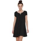 Juniors' So&reg; Lace-up Swing Dress, Teens, Size: Large, Black