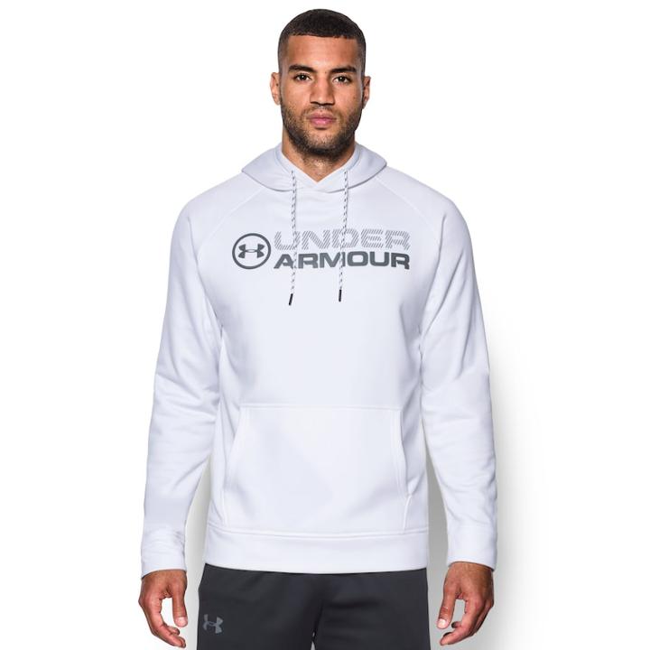 Men's Under Armour Wordmark Storm Fleece Hoodie, Size: 3xl, White