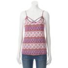 Juniors' Pink Rose Strappy V-neck Tank, Girl's, Size: Large, Med Red