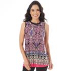 Women's Apt. 9&reg; Printed Swing Tank, Size: Large, Pink Damask