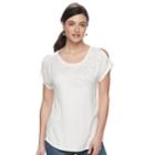 Women's Apt. 9&reg; Embellished Cold-shoulder Tee, Size: Xl, White