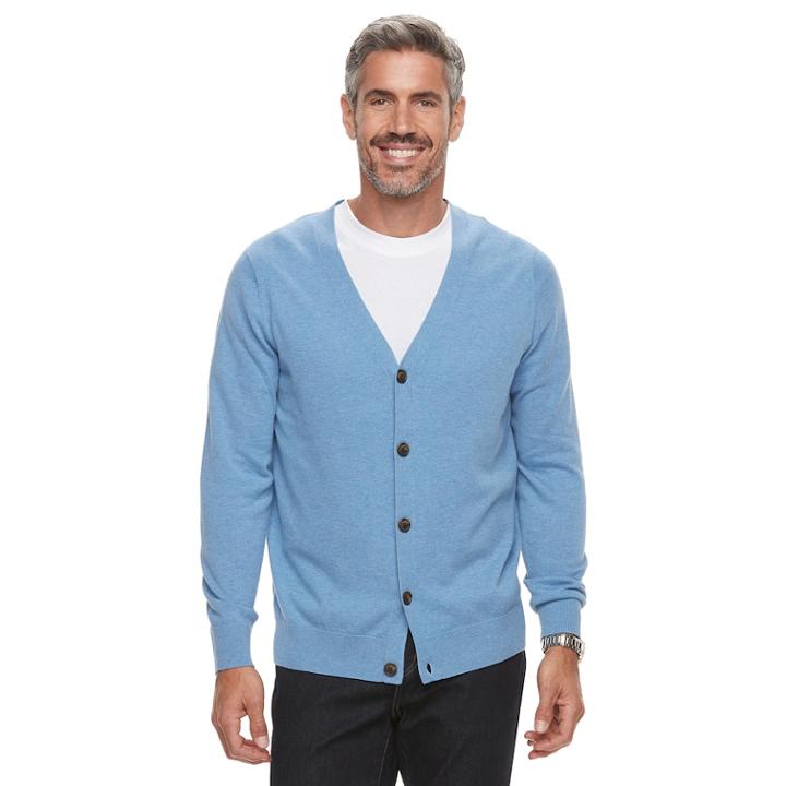 Men's Croft & Barrow® Fine-gauge Cardigan Sweater, Size: Xxl, Med Blue