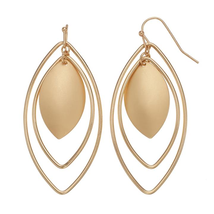 Marquise Hoop Nickel Free Orbital Drop Earrings, Women's, Gold