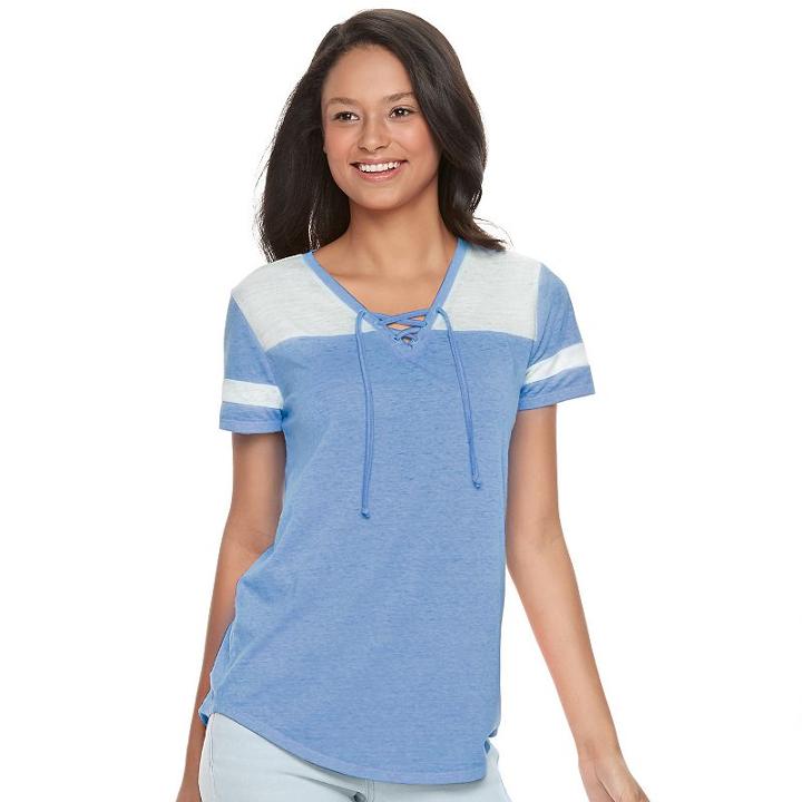 Juniors' So&reg; Burnout Football Tee, Teens, Size: Large, Blue (navy)