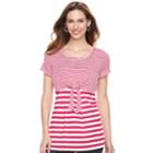 Maternity A:glow Tie Accent Popover Nursing Tee, Women's, Size: M-mat, Dark Pink
