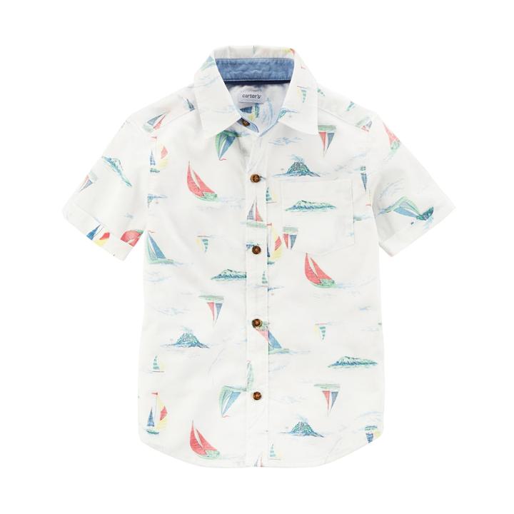 Boys 4-8 Carter's Sail Boats Button Down Shirt, Size: 4/5, Boat Print