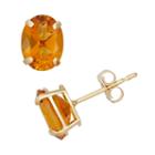 Citrine 10k Gold Oval Stud Earrings, Women's, Orange