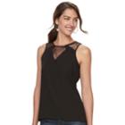 Women's Apt. 9&reg; Lace Inset Sleeveless Top, Size: Xl, Black
