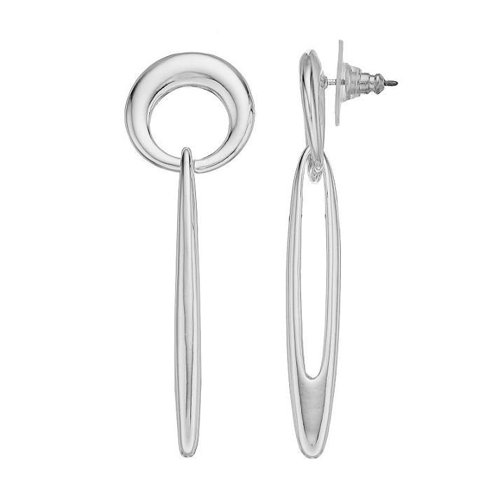 Dana Buchman Vertical Bar Hoop Earrings, Women's, Silver