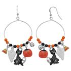 Halloween Charm Nickel Free Hoop Drop Earrings, Women's, Multicolor